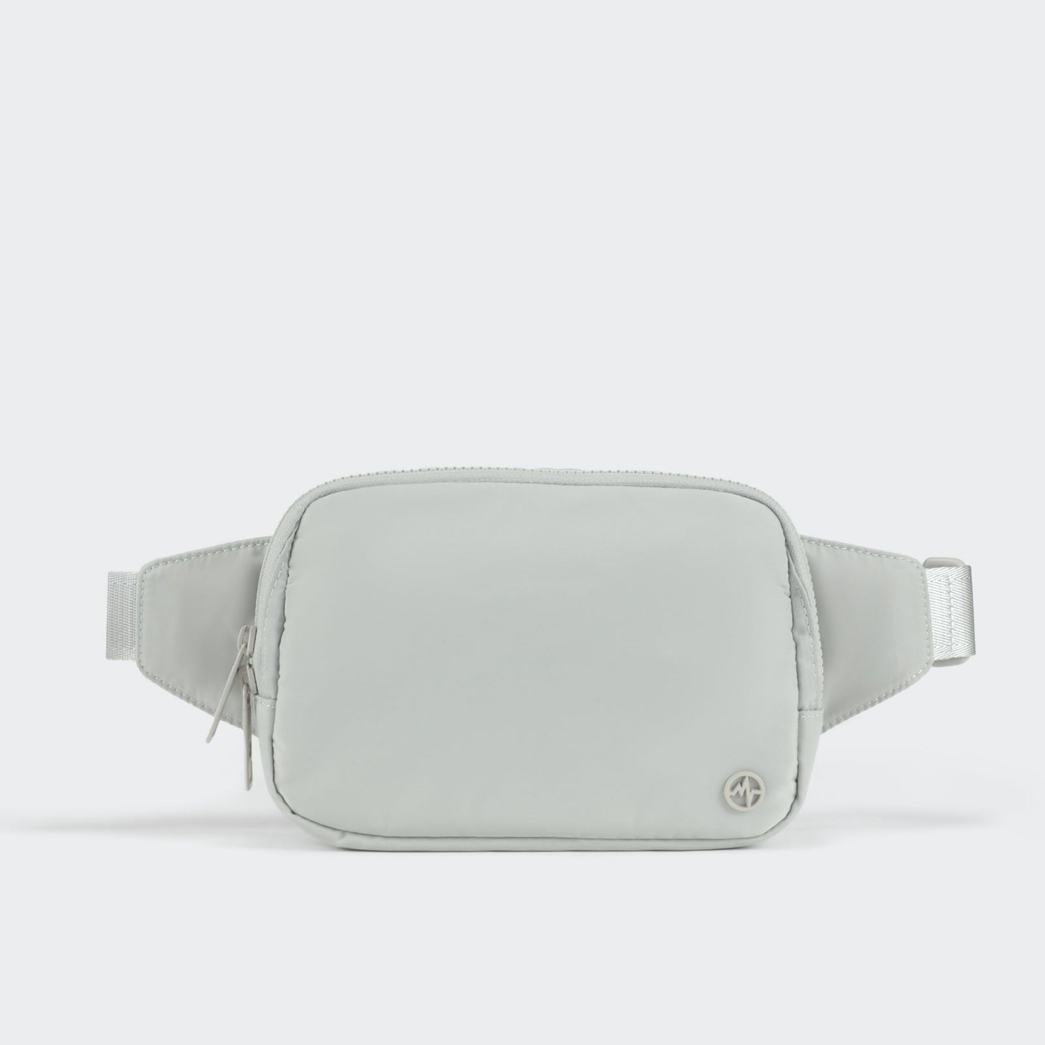 PANDER 2L water-resistant belt bag in Seal Grey, side and zipper detail