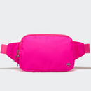 PANDER Everywhere Belt Bag Large 2L in Sonic Pink, straight-on front view on #ECEDEF background