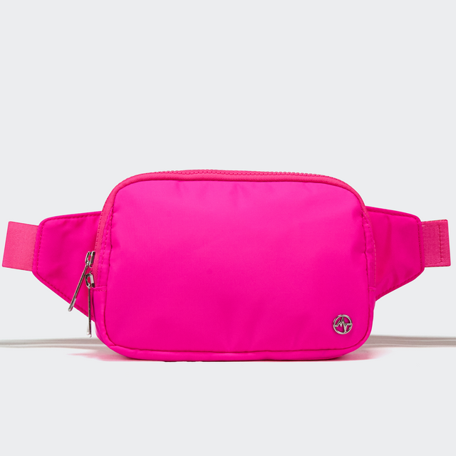 PANDER Everywhere Belt Bag Large 2L in Sonic Pink, straight-on front view on #ECEDEF background