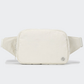 PANDER Everywhere Belt Bag Large 2L in White Opal, straight-on front view on #ECEDEF background