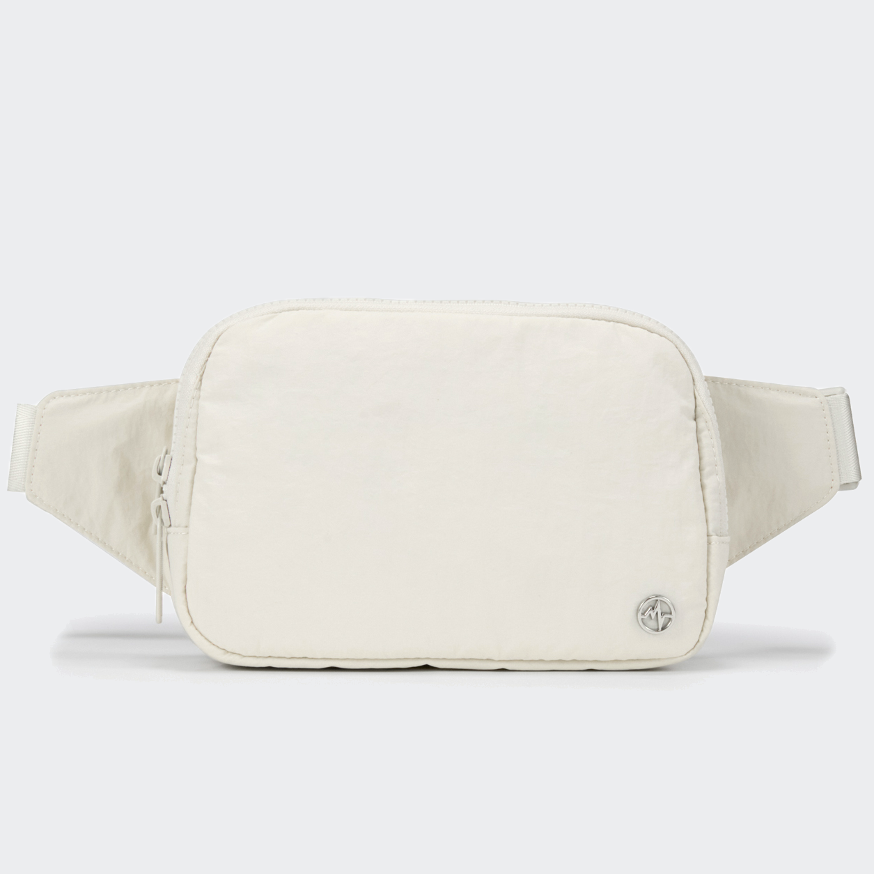 PANDER Everywhere Belt Bag Large 2L in White Opal, straight-on front view on #ECEDEF background