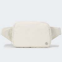 PANDER Everywhere Belt Bag Large 2L in White Opal, straight-on front view on #ECEDEF background