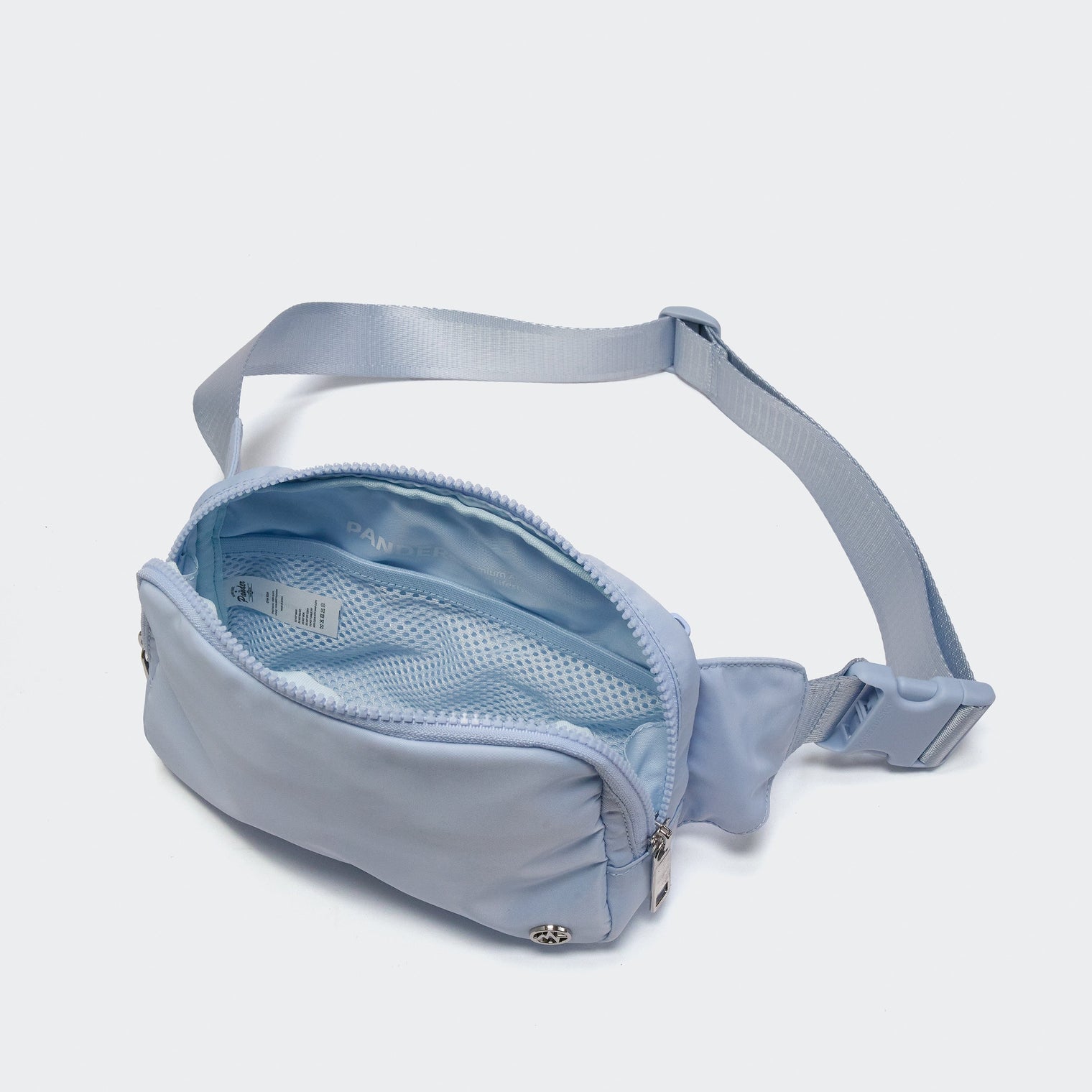 PANDER unisex 2L belt bag in Windmill Blue, everyday travel view